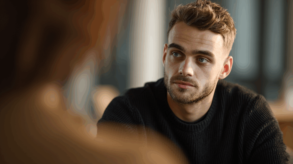 Acteur X en séance de coaching émotionnel en France en 2025.