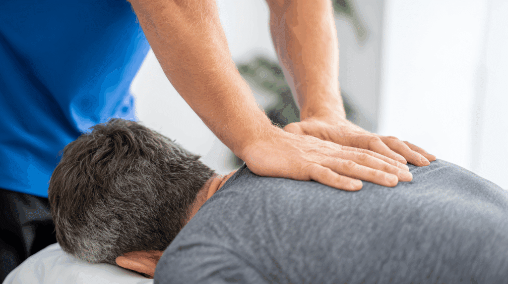 Chiropracteur réalisant un ajustement précis sur la colonne vertébrale