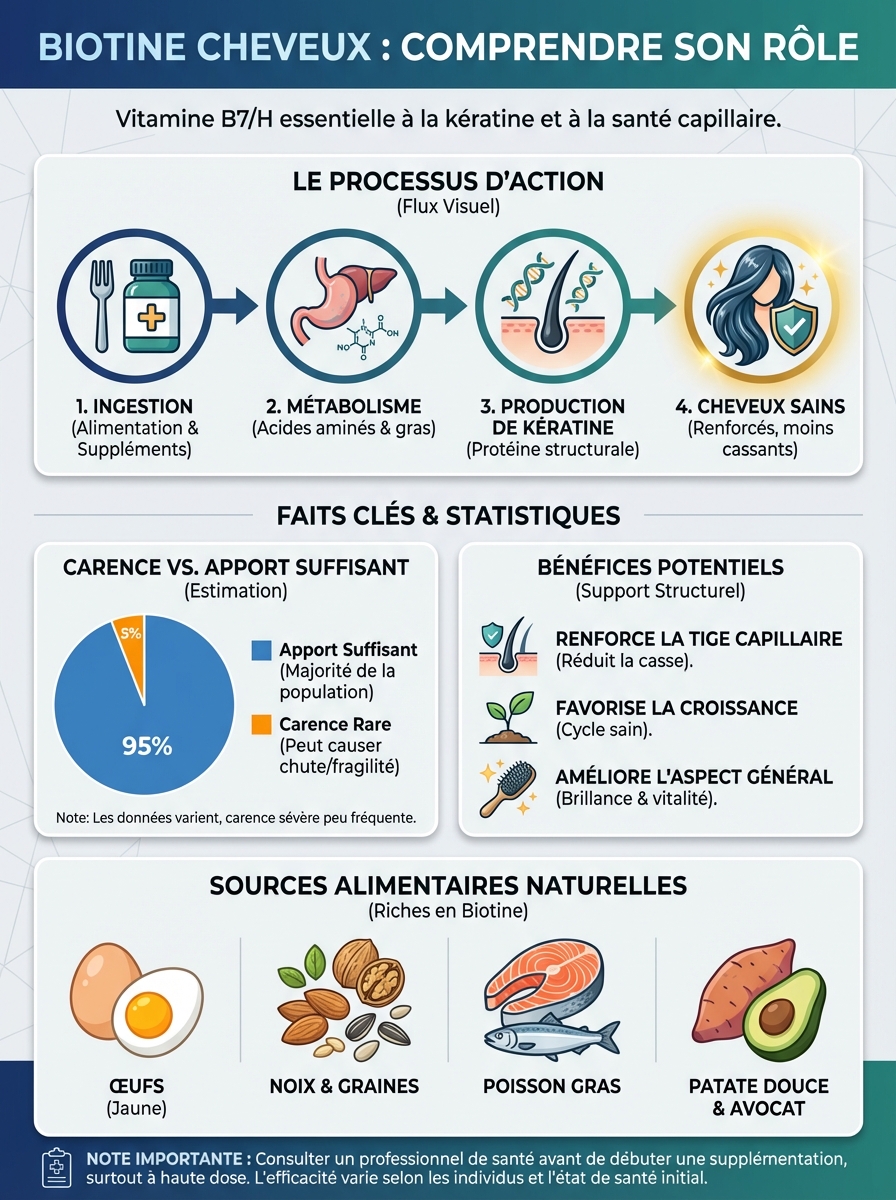 Infographie biotine cheveux