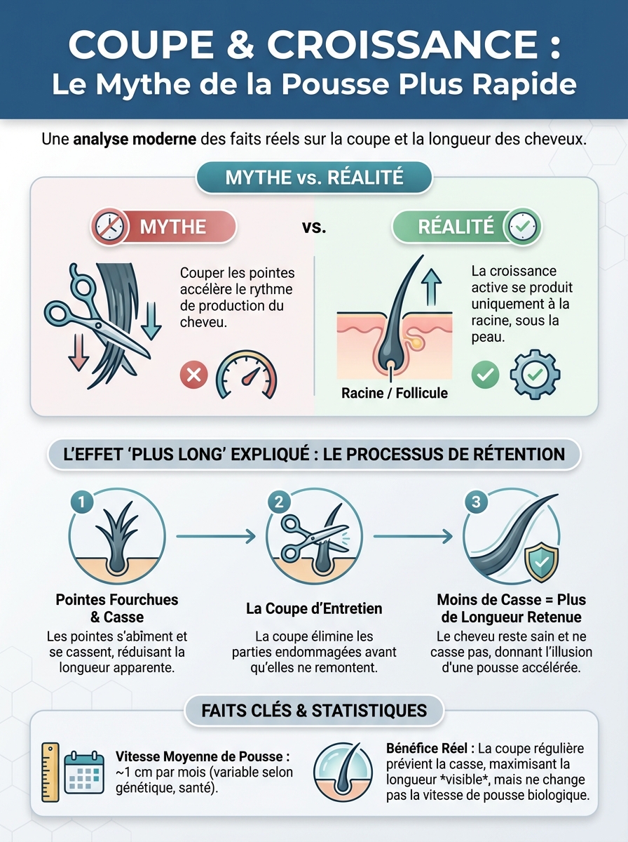 Infographie couper cheveux pousse plus vite
