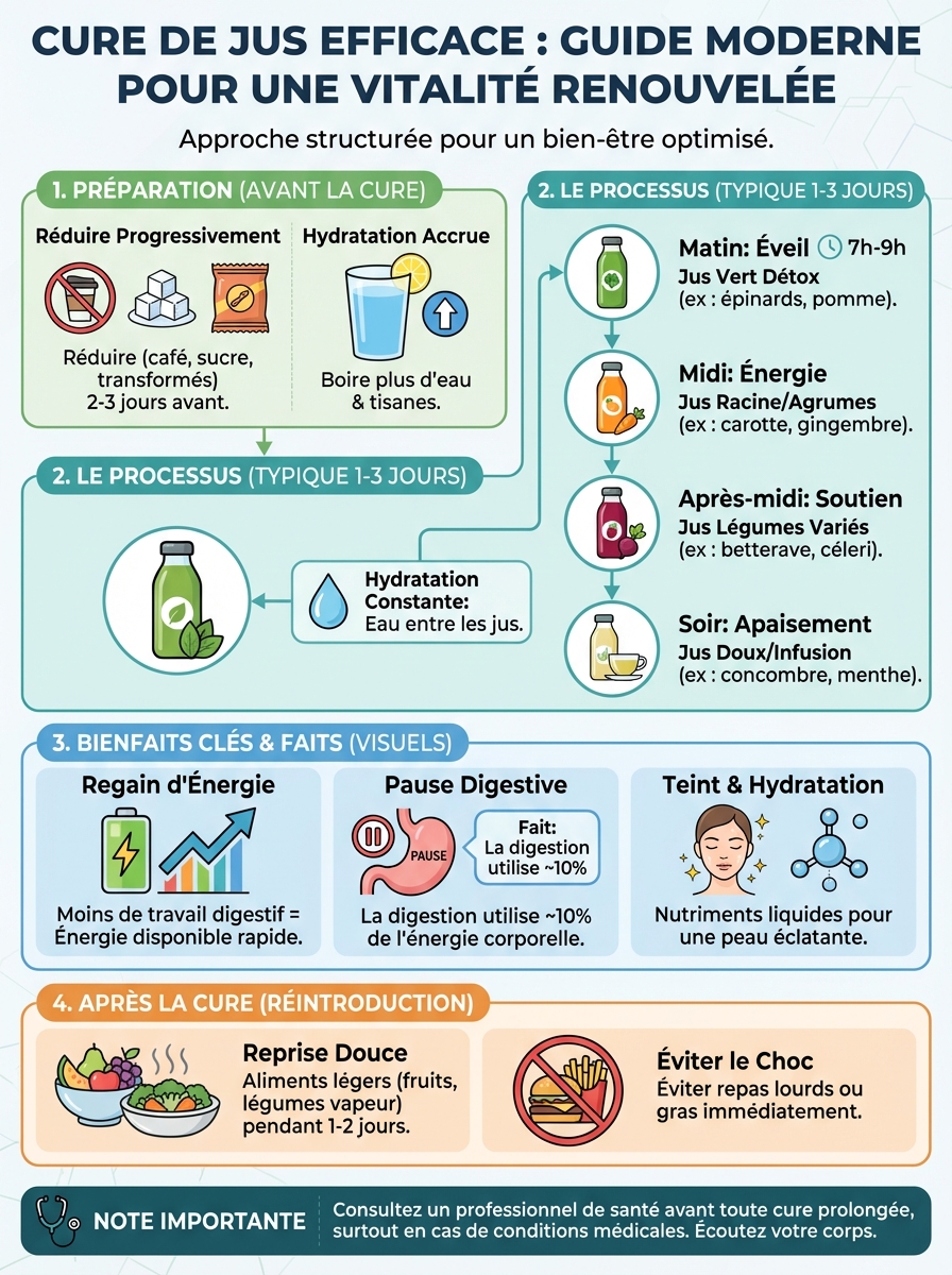 Infographie cure de jus efficace