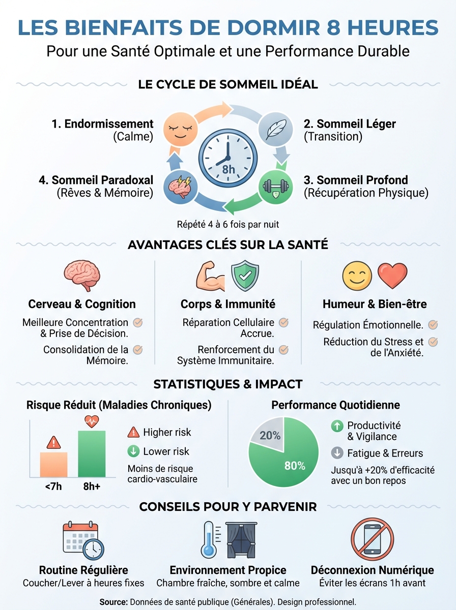 Infographie dormir 8 heures