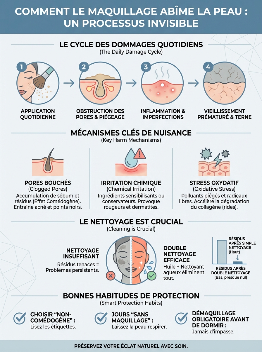 Infographie maquillage abîme la peau