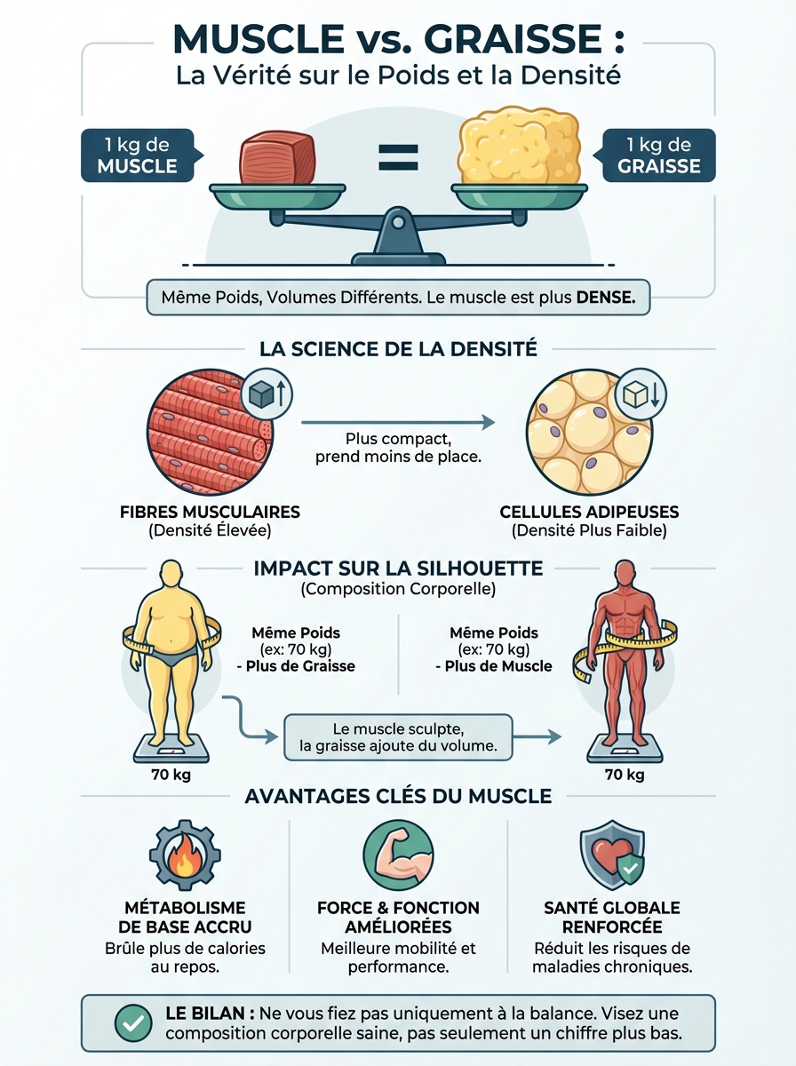 Infographie muscle plus lourd que graisse