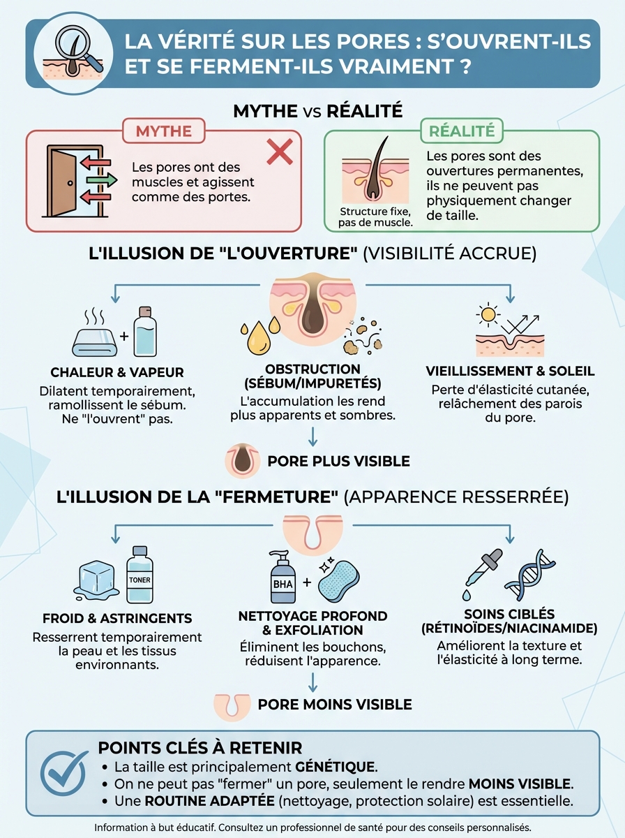 Infographie pores s'ouvrent se ferment