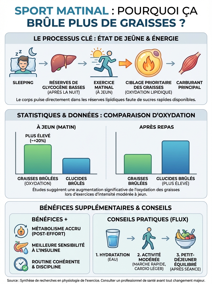 Infographie sport le matin brûle plus de graisses