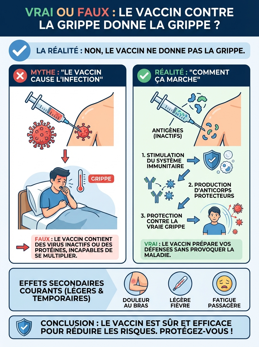 Infographie vaccin grippe donne la grippe